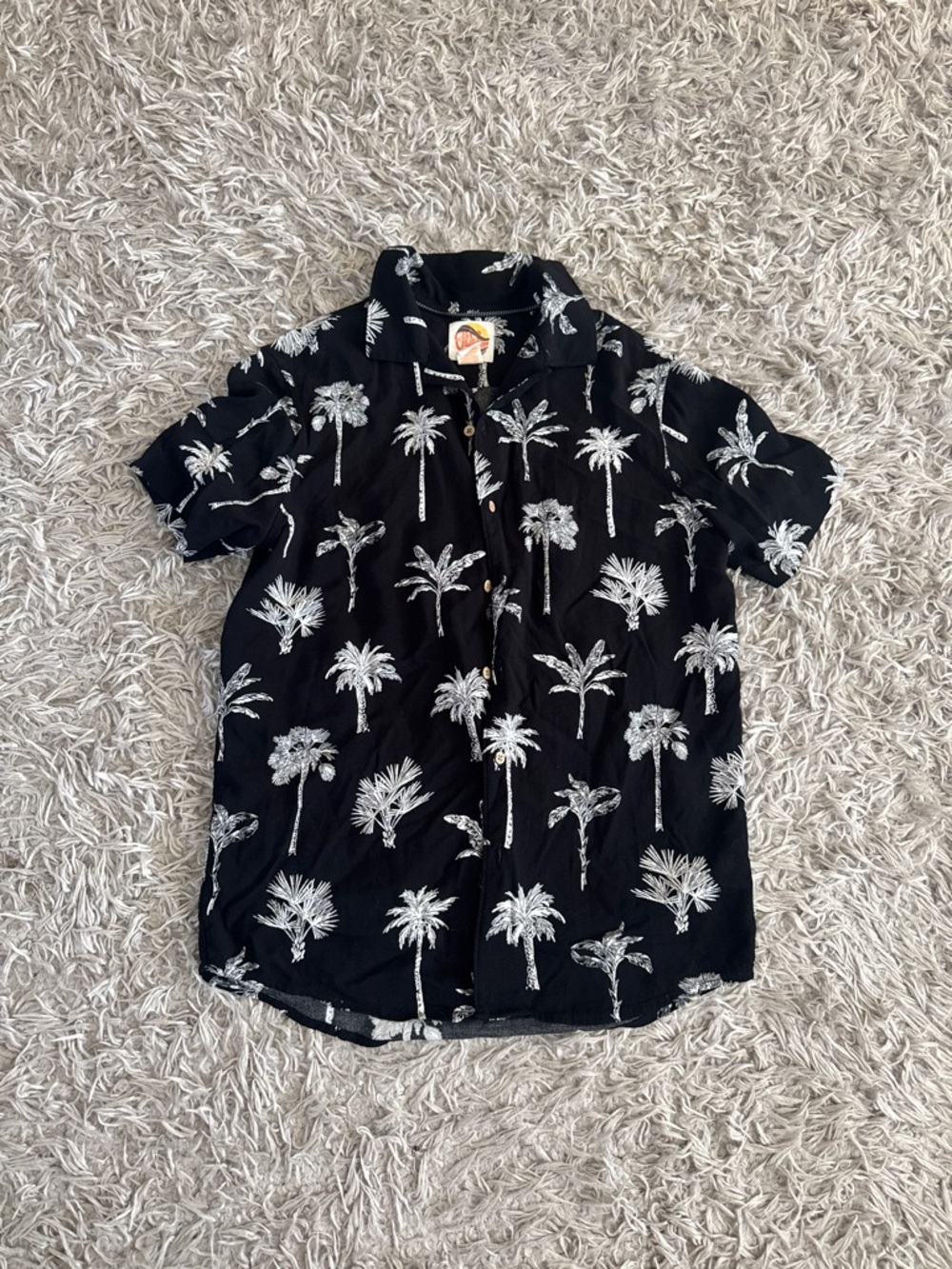C&C California Black & White Palm Tree Button Down Shirt